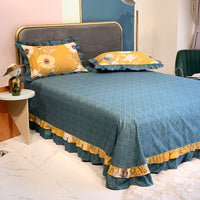 HKM-647059 Pure Cotton Edge Rounded Bed Sheet with Pillowcase Set