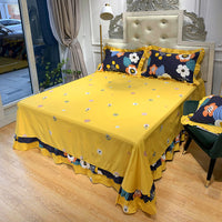 HKM-647059 Pure Cotton Edge Rounded Bed Sheet with Pillowcase Set