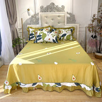 HKM-647059 Pure Cotton Edge Rounded Bed Sheet with Pillowcase Set