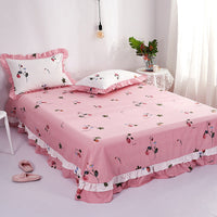 HKM-647059 Pure Cotton Edge Rounded Bed Sheet with Pillowcase Set