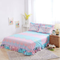 HKM-647059 Pure Cotton Edge Rounded Bed Sheet with Pillowcase Set