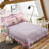 HKM-647059 Pure Cotton Edge Rounded Bed Sheet with Pillowcase Set