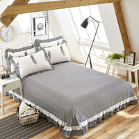 HKM-647059 Pure Cotton Edge Rounded Bed Sheet with Pillowcase Set