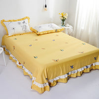 HKM-647059 Pure Cotton Edge Rounded Bed Sheet with Pillowcase Set