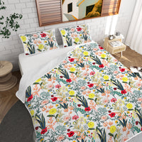 HKM-647251 Lightweight Floral Microfiber Quilt Set with 2 Pillow Shams - All Season Twin & Full Sizes
