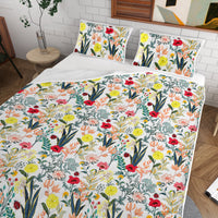 HKM-647251 Lightweight Floral Microfiber Quilt Set with 2 Pillow Shams - All Season Twin & Full Sizes