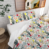 HKM-647251 Lightweight Floral Microfiber Quilt Set with 2 Pillow Shams - All Season Twin & Full Sizes