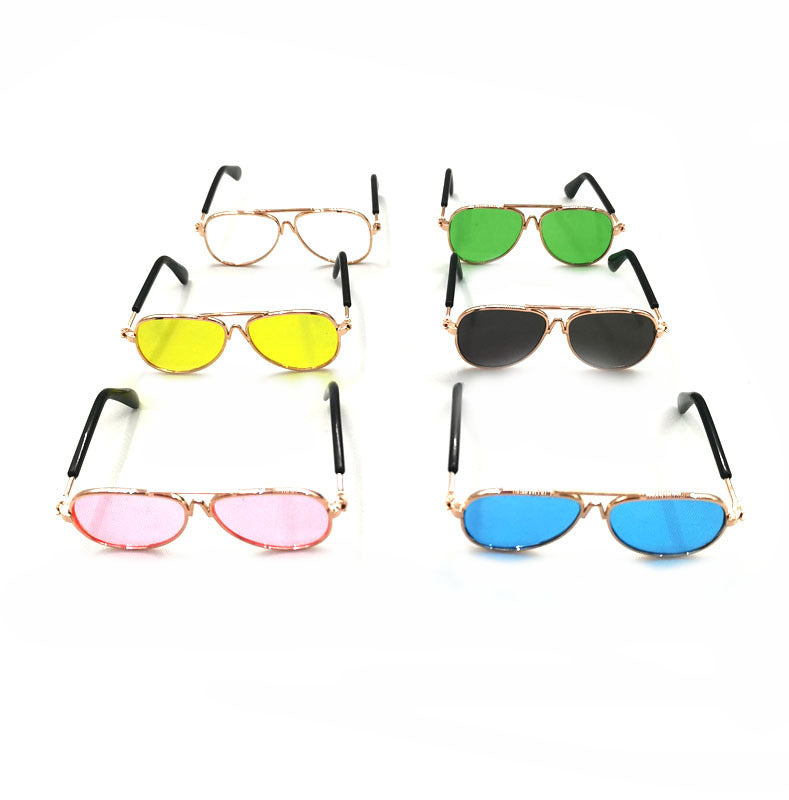 HKM-647251 Pet Mini Hip Hop Sunglasses for Small Pets - Colorful Metal Frame with Resin Lenses - 8CM