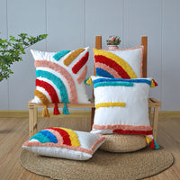 HKM-647251 Rainbow Tufted Pillowcase Collection - Embroidered Fashion Design in Multiple Sizes