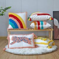 HKM-647251 Rainbow Tufted Pillowcase Collection - Embroidered Fashion Design in Multiple Sizes