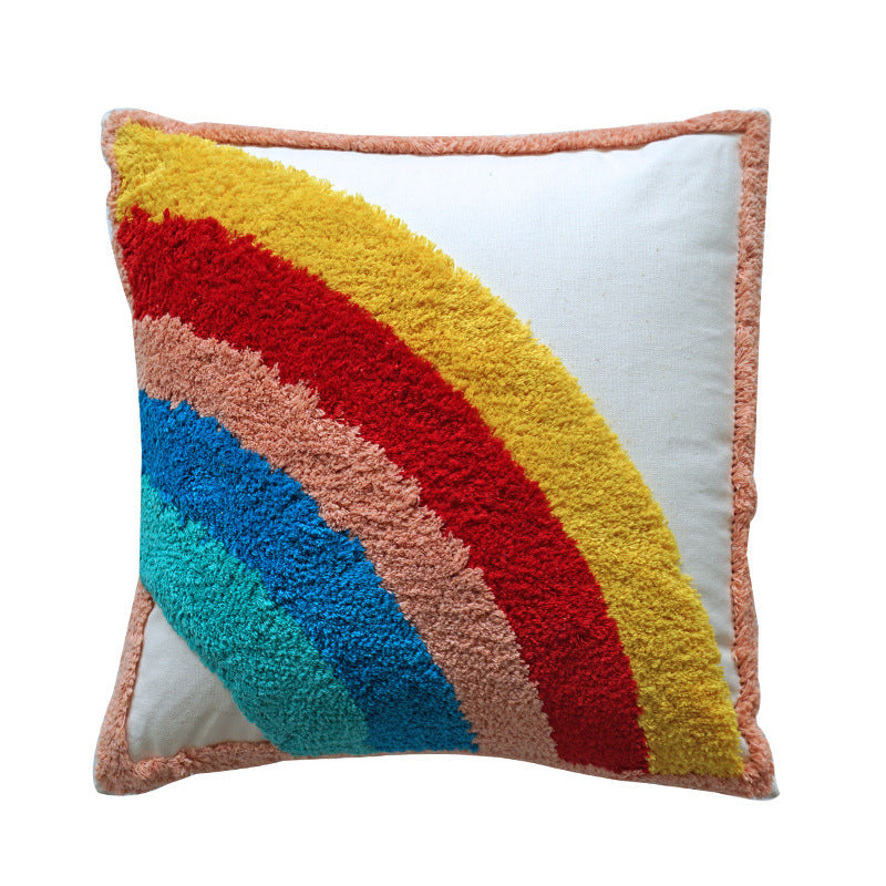 HKM-647251 Rainbow Tufted Pillowcase Collection - Embroidered Fashion Design in Multiple Sizes