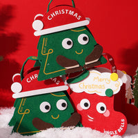 HKM-647379 Christmas Gift Felt Bag - Green and Red Cartoon Design Packaging