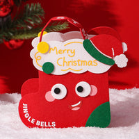 HKM-647379 Christmas Gift Felt Bag - Green and Red Cartoon Design Packaging