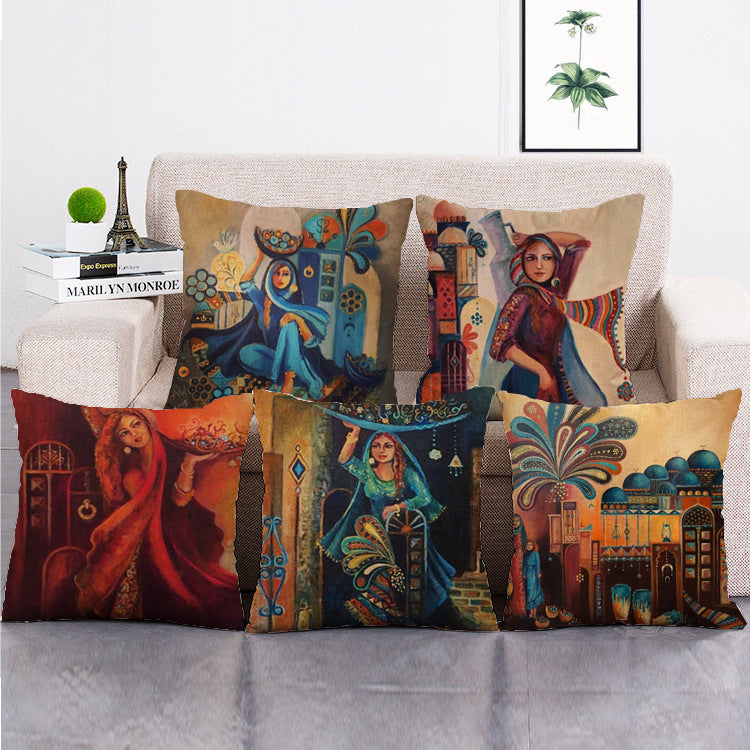 HKM-647379 Minority Folk-Custom Decorative Pillowcase in Soft Cotton, Linen, and Flannel – 45x45 cm