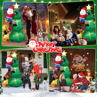 HKM-647443 6 FT Inflatable Christmas Tree with Santa and Dog – LED Lights for Outdoor Holiday Decor
