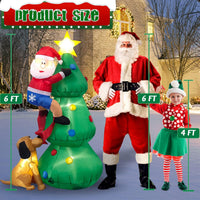 HKM-647443 6 FT Inflatable Christmas Tree with Santa and Dog – LED Lights for Outdoor Holiday Decor