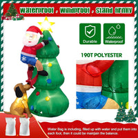 HKM-647443 6 FT Inflatable Christmas Tree with Santa and Dog – LED Lights for Outdoor Holiday Decor