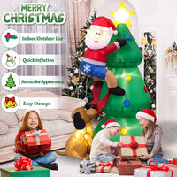 HKM-647443 6 FT Inflatable Christmas Tree with Santa and Dog – LED Lights for Outdoor Holiday Decor