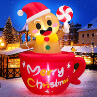 HKM-647443 6 FT Inflatable Christmas Tree with Santa and Dog – LED Lights for Outdoor Holiday Decor