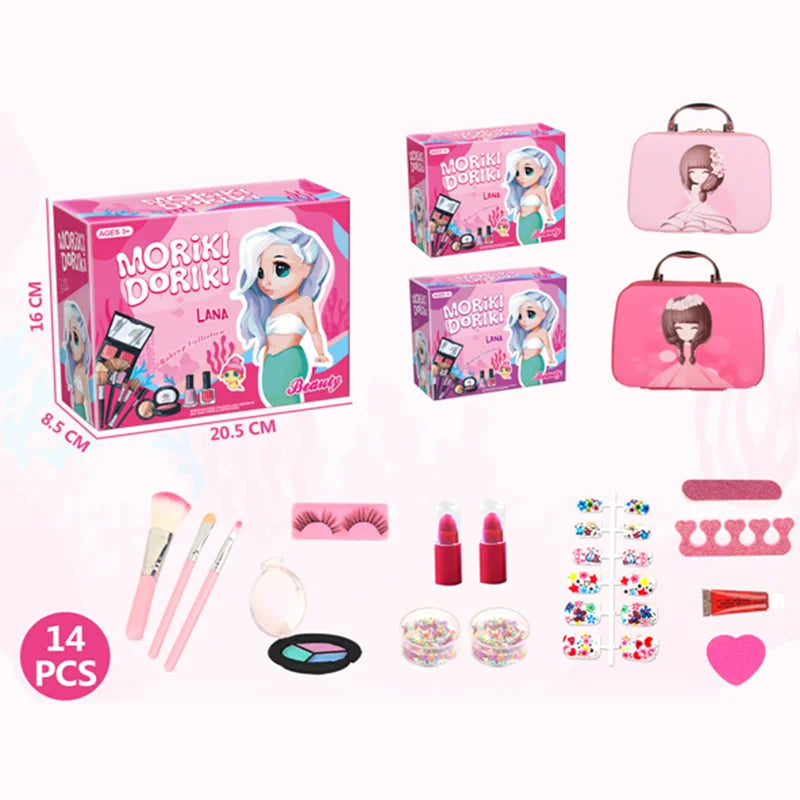 KTX-647507 Kids Pretend Play Makeup Kit with Nail Art Accessories for Creative Dress-Up Fun