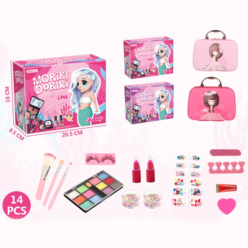 KTX-647507 Kids Pretend Play Makeup Kit with Nail Art Accessories for Creative Dress-Up Fun