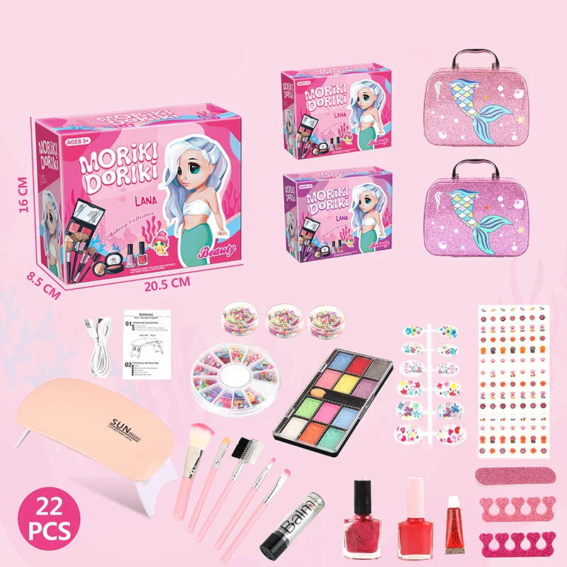 KTX-647507 Kids Pretend Play Makeup Kit with Nail Art Accessories for Creative Dress-Up Fun