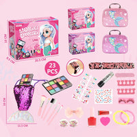 HKM-647507 Kids Pretend Play Makeup Kit with Nail Art Accessories for Creative Dress-Up Fun