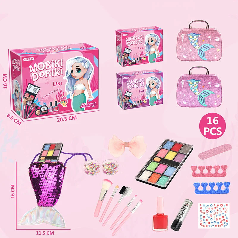 KTX-647507 Kids Pretend Play Makeup Kit with Nail Art Accessories for Creative Dress-Up Fun