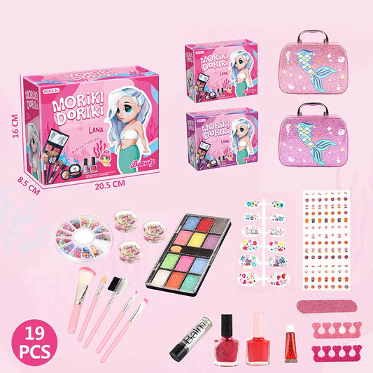 KTX-647507 Kids Pretend Play Makeup Kit with Nail Art Accessories for Creative Dress-Up Fun