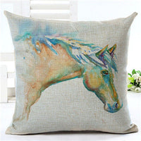 HKM-647699 Horse Pattern Decorative Pillowcase, 45cm x 45cm, Soft Blended Fabric