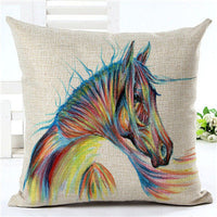HKM-647699 Horse Pattern Decorative Pillowcase, 45cm x 45cm, Soft Blended Fabric