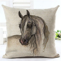 HKM-647699 Horse Pattern Decorative Pillowcase, 45cm x 45cm, Soft Blended Fabric