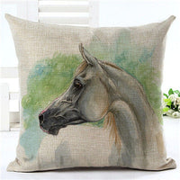HKM-647699 Horse Pattern Decorative Pillowcase, 45cm x 45cm, Soft Blended Fabric