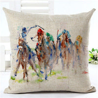 HKM-647699 Horse Pattern Decorative Pillowcase, 45cm x 45cm, Soft Blended Fabric