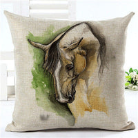 HKM-647699 Horse Pattern Decorative Pillowcase, 45cm x 45cm, Soft Blended Fabric