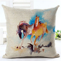 HKM-647699 Horse Pattern Decorative Pillowcase, 45cm x 45cm, Soft Blended Fabric