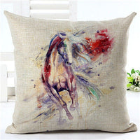 HKM-647699 Horse Pattern Decorative Pillowcase, 45cm x 45cm, Soft Blended Fabric