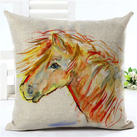 HKM-647699 Horse Pattern Decorative Pillowcase, 45cm x 45cm, Soft Blended Fabric