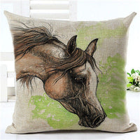HKM-647699 Horse Pattern Decorative Pillowcase, 45cm x 45cm, Soft Blended Fabric