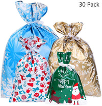HKM-648019 Christmas Gift Candy Bags Set - 30 Cute Aluminum Foil Pouches for Kids, Ideal for Treats and Decorations