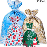 HKM-648019 Christmas Gift Candy Bags Set - 30 Cute Aluminum Foil Pouches for Kids, Ideal for Treats and Decorations