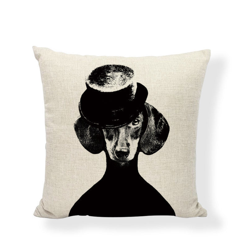 KTX-648083 Boston Terrier Head Tilt Pillow Cover - Square Linen/Cotton Cushion Case, 45x45CM