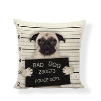 HKM-648083 Boston Terrier Head Tilt Pillow Cover - Square Linen/Cotton Cushion Case, 45x45CM