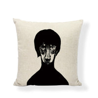 HKM-648083 Boston Terrier Head Tilt Pillow Cover - Square Linen/Cotton Cushion Case, 45x45CM