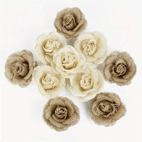 HKM-648211 Natural Linen Azalea Rose Flower Decoration for Hats, Shoes, and Clothing Accessories