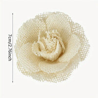 HKM-648211 Natural Linen Azalea Rose Flower Decoration for Hats, Shoes, and Clothing Accessories