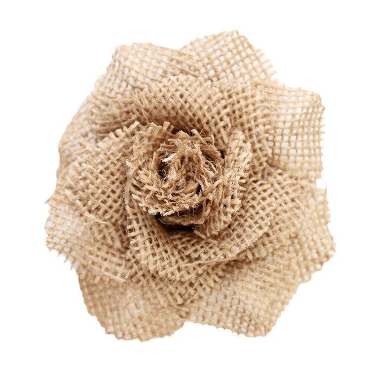 HKM-648211 Natural Linen Azalea Rose Flower Decoration for Hats, Shoes, and Clothing Accessories
