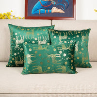 HKM-648211 Velvet Bronzing Christmas Pillow Cover with Plant Flowers and Cute Animals