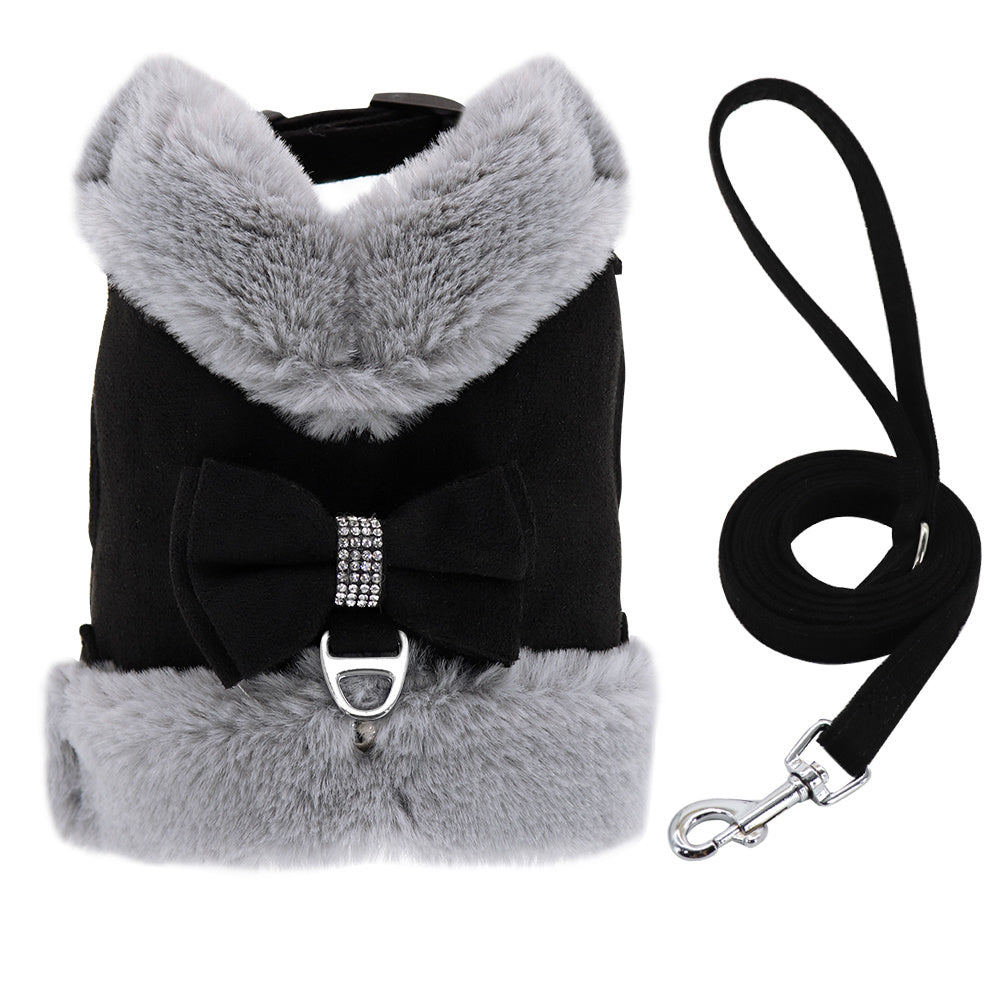 HKM-648275 Dog Walking Rope and Adjustable Velvet Vest-style Chest Harness - Lightweight and Comfortable for Small to Large Dogs