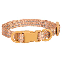 HKM-648275 Reflective Double D Ring Release Buckle Dog Collar in Blue, Black, Khaki, and Gray - Durable Nylon Design